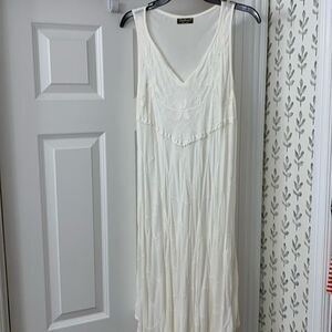Feelings Free Size white freeflow dress asymmetrical w/cheesecloth like material